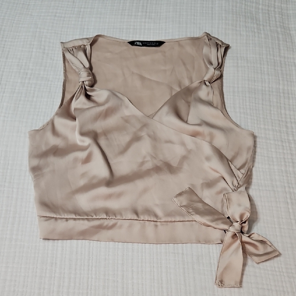 Zara Gold Crop Wrap Tank Top